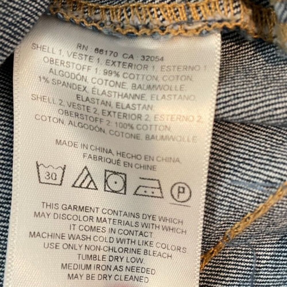 ~ Pilcro Lg Jean Jacket Cropped Denim Anthropologie Blue Raw Edge Stretch Large - Picture 13 of 14